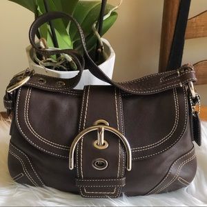 Coach SoHo Leather Small Flap Buckle Hobo Bag